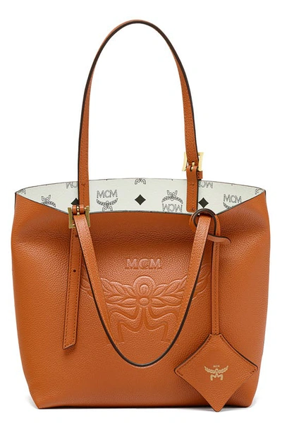Mcm Mini Lauretos Reversible Leather Shopper Bag In Brown