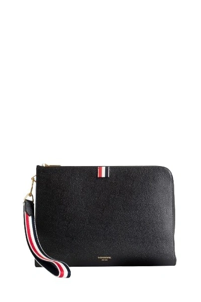 Thom Browne Rwb Strap Medium Gusset Folio In Black