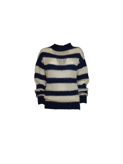 Prada Striped Sweater In F017j Blue Talco