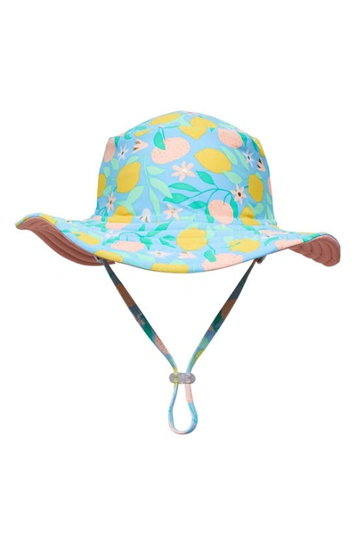 Snapper Rock Babies' Kids' Lemon Drops Reversible Bucket Hat In Pink Blue Multi
