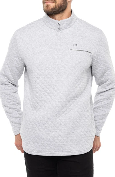 Travis Mathew Transatlantic Quilted Henley Pullover In Heather Light Grey