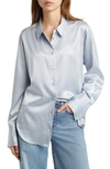 Frame Stretch Silk Button-up Shirt In Denim Blue