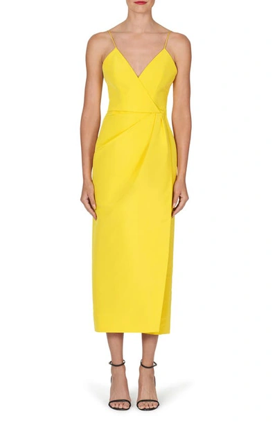 Carolina Herrera Silk Midi Dress In Yellow