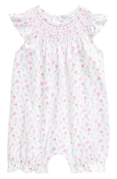 Kissy Kissy Babies' Smocked Floral Pima Cotton Romper In Neutral