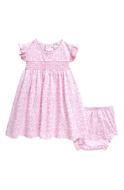 Kissy Kissy Babies' Floral Print Short Sleeve Cotton Dress & Bloomers In Pink