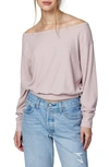 Spiritual Gangster Ballet Vida One-shoulder Blouson Rib Top In Rose Quartz