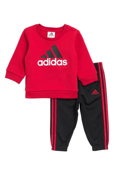 Adidas Originals Babies' Sweatshirt & Track Pants Set In Bright Red