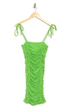Jump Apparel Ruched Body-con Minidress In Lime