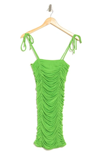 Jump Apparel Ruched Body-con Minidress In Lime