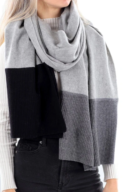 La Fiorentina Cashmere Three-tone Scarf In Grey/black