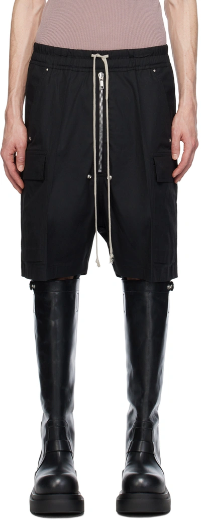 Rick Owens Cargobela Cotton-blend Shorts In Black