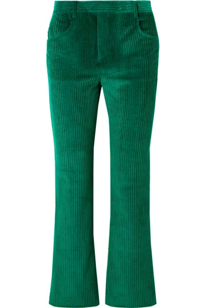 Isabel Marant Mereo Cotton-corduroy Straight-leg Pants In Verde