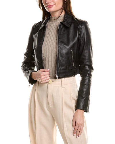 Lamarque Sacha Leather Moto Jacket In Black