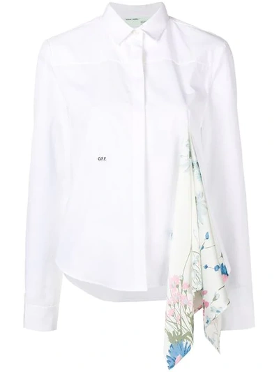 Off-white Scarf Detail Cotton Shirt In White Black
