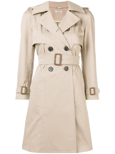 Miu Miu Classic Trench Coat - Nude & Neutrals