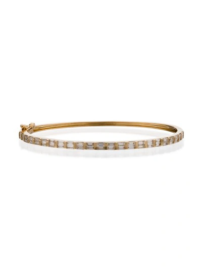 Shay 18k Yellow Gold Essential Single Row Baguette Bangle In Metallic