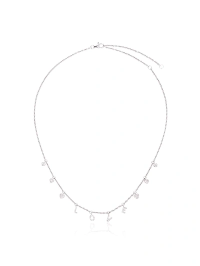 Shay 18k White Gold Love Diamond Necklace In Metallic