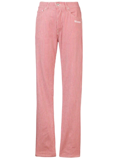 Off-white Striped Jeans In Red