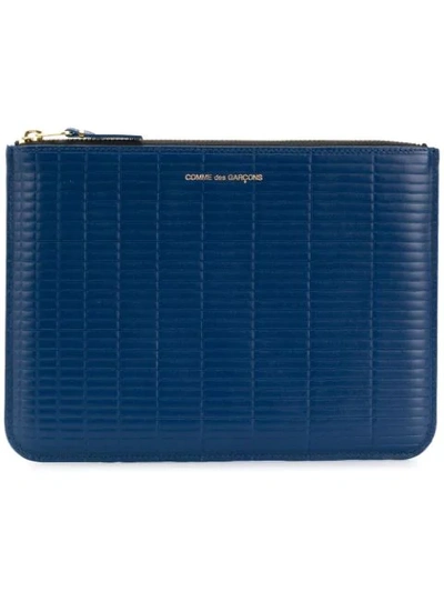 Comme Des Garçons Embossed Clutch Bag In Blue