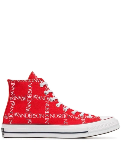 Converse + Jw Anderson 1970s Chuck Taylor All Star Logo-printed Canvas High-top Sneakers In Red