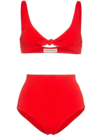Mara Hoffman Rio Bow-tie Ribbed Bikini - Red