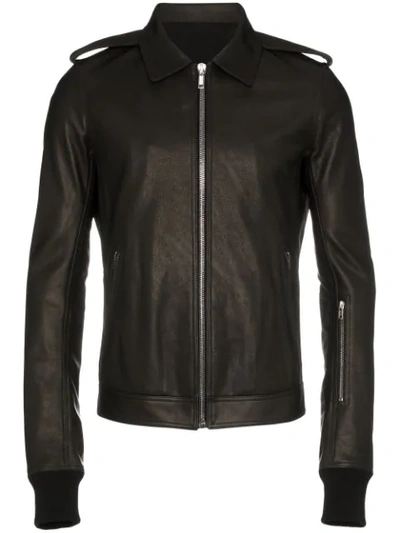 Rick Owens Rotterdam Leather Jacket In Black