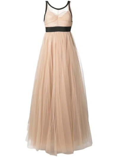 N°21 Sheer Tulle Evening Dress In Neutrals