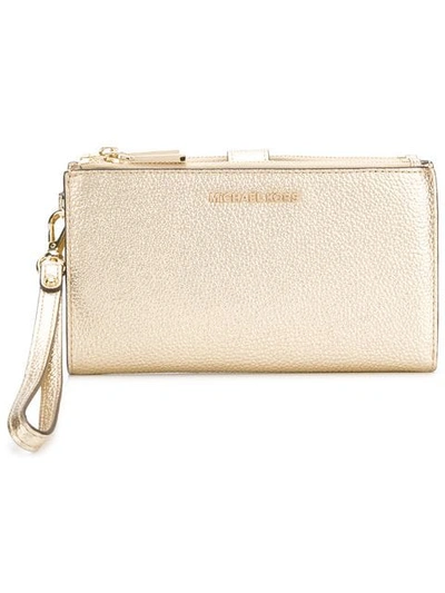 Michael Michael Kors Adele Double Zip Wristlet In Metallic
