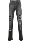 Philipp Plein Snatch Skinny Biker Jeans - Grey