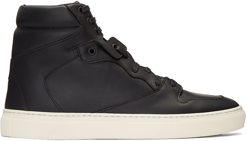 Balenciaga Black Leather High-top Sneakers | ModeSens