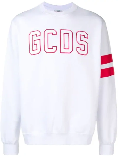 Gcds Logo Patch Cotton Sweatshirt In White