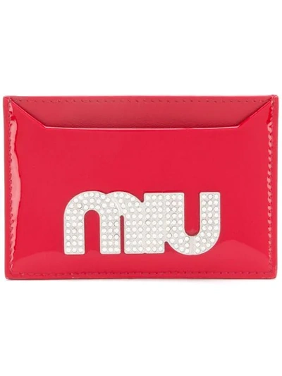 Miu Miu Maxi Crystal Logo Card Holder - Red