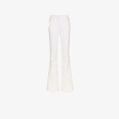 Ronald Van Der Kemp Lace-paneled High-rise Flared Jeans In White