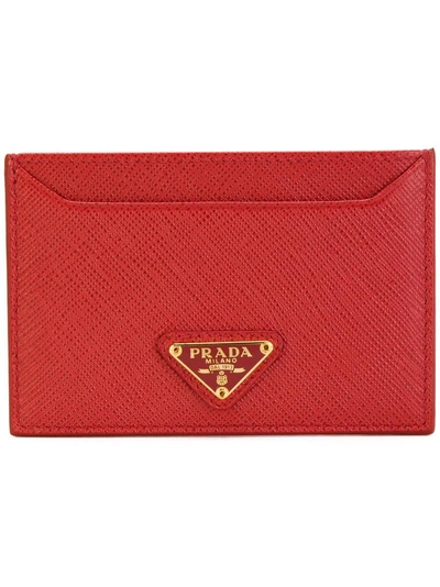 Prada Logo Card Holder - Red