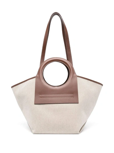 Hereu Cala Small Canvas And Leather Tote Bag In Brown