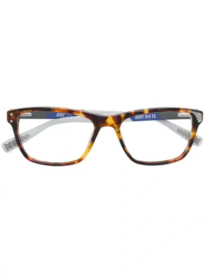 Nike Havana Square Glasses In Brown