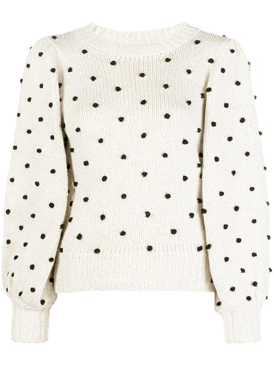 Ulla Johnson Pom Pom Balloon Sleeve Sweater - Neutrals In Nude & Neutrals