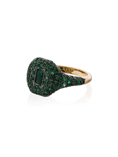 Shay 18k Yellow Gold Emerald Pinky Ring In Green