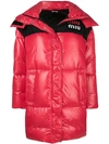 Miu Miu Oversized Padded Jacket In Rosso