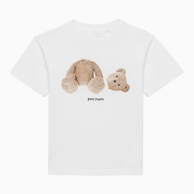 Palm Angels Kids' White Cotton T-shirt With Print