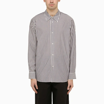 Studio Nicholson Navy Blue And Cream Striped Shirt