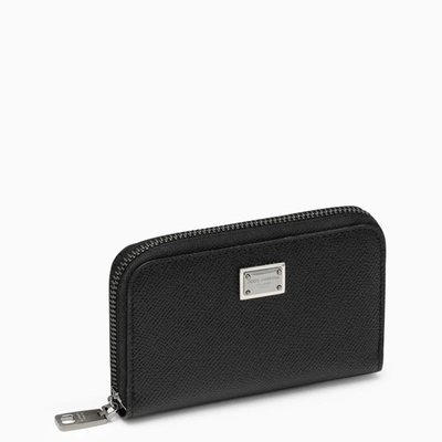 Dolce & Gabbana Black Dauphine Leather Zipped Wallet