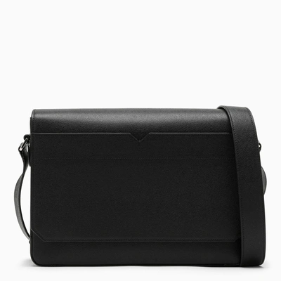 Valextra Black Leather V-line Bum Bag