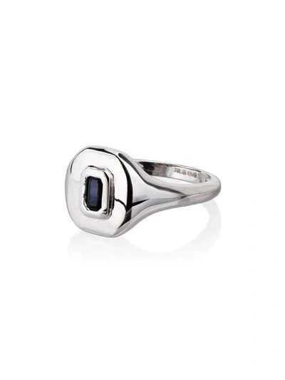 Shay 18kt White Gold Sapphire Baguette Ring In Metallic