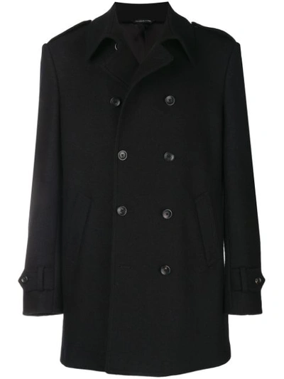 Tonello Short Double Breasted Coat In Black