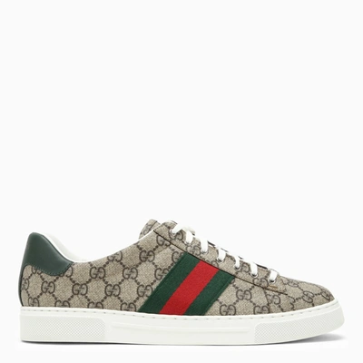 Gucci Ace Low Trainer With Web Detail In Neutral