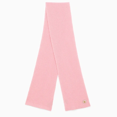 Gucci Pink Cashmere Scarf With Logo