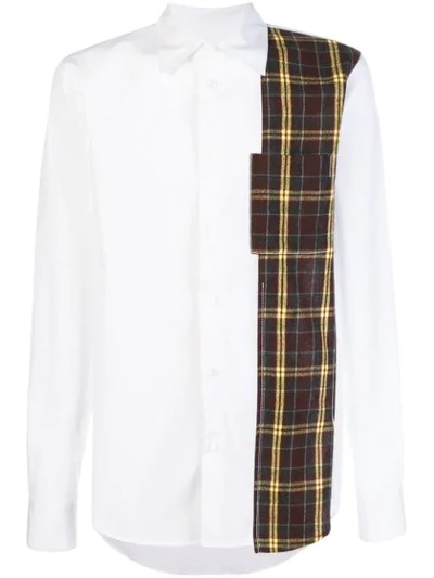 Marni Checked-panel Cotton Shirt In White