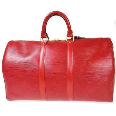 Pre-owned Louis Vuitton Keepall 45 Red Leather Travel Bag ()