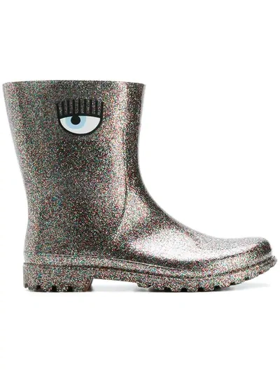 Chiara Ferragni Glitter Rain Boots In Metallic